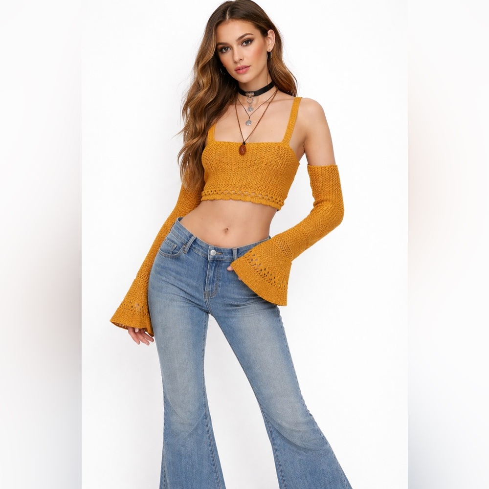 MINGA London Ariel Golden Flare Top NWT